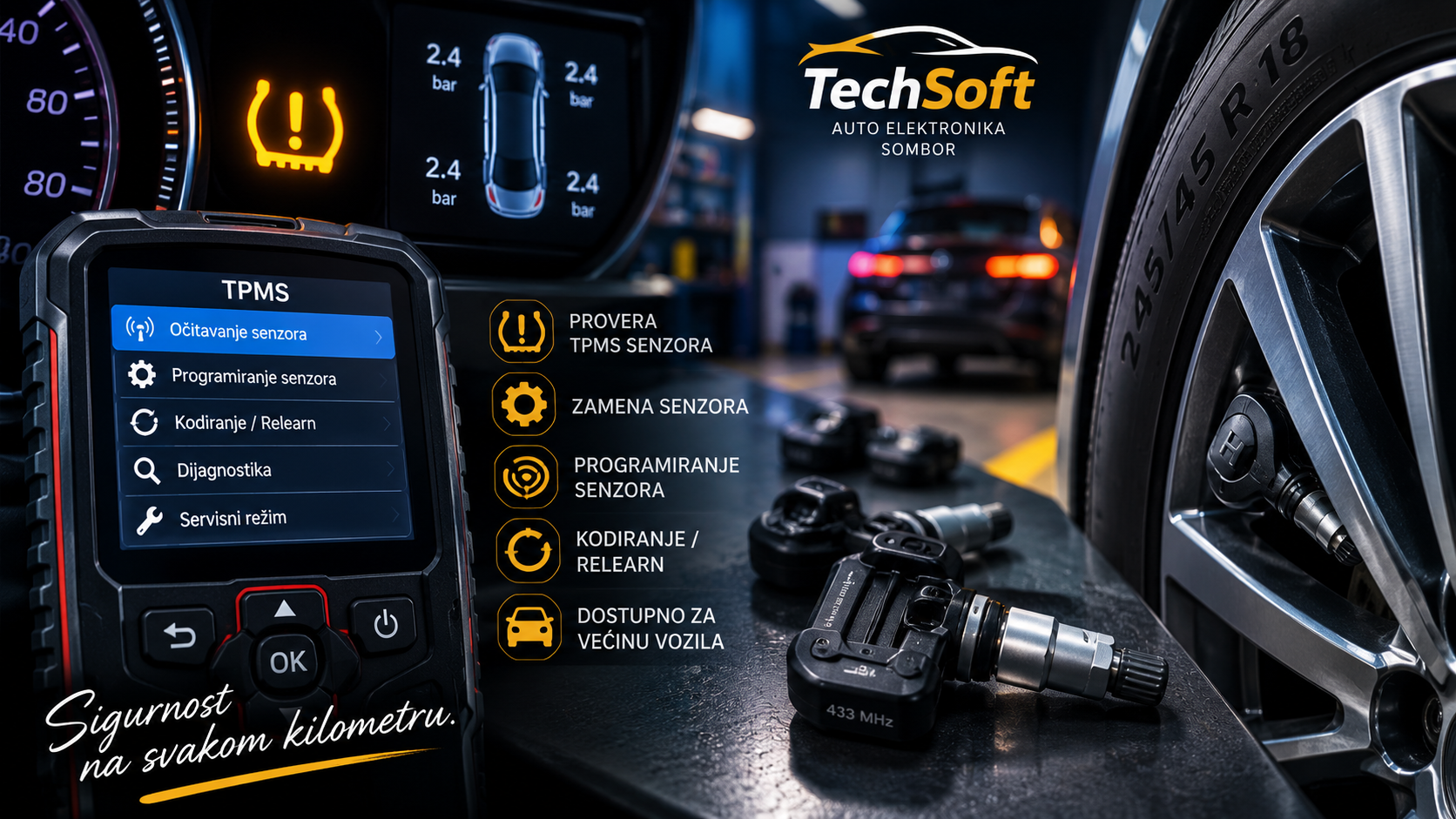 TPMS senzori – zamena, programiranje i kodiranje senzora pritiska u gumama