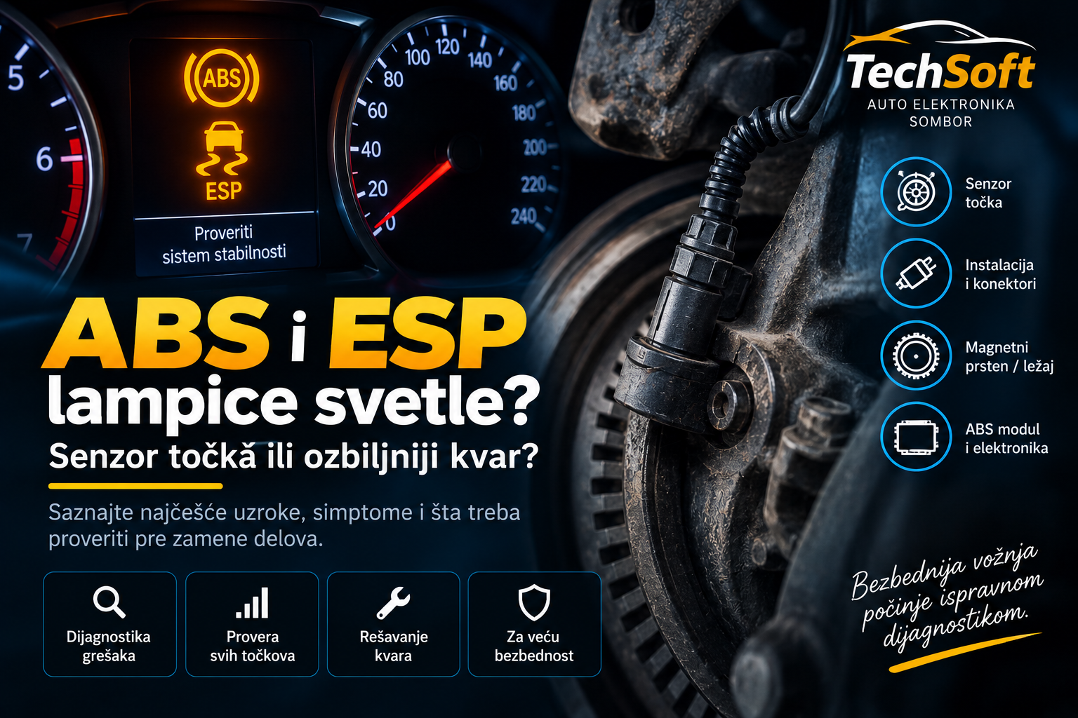 ABS i ESP lampice svetle – senzor točka ili ozbiljniji kvar?